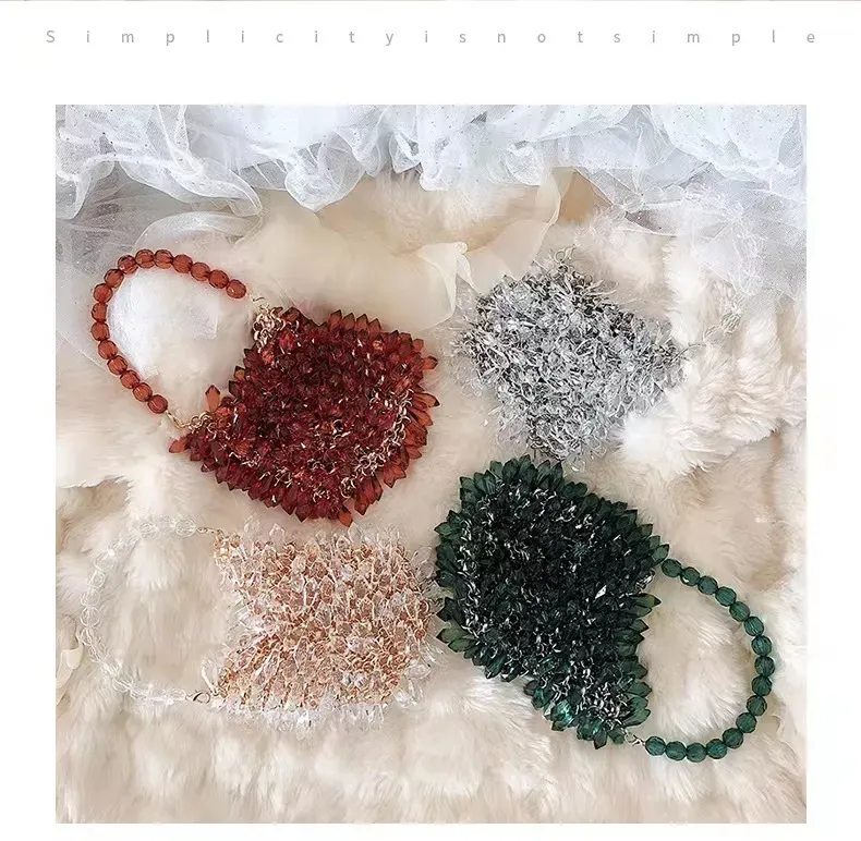 Women Fashion Transparent Handmade Acrylic Bead Water Drop Tote Bag - Image 3