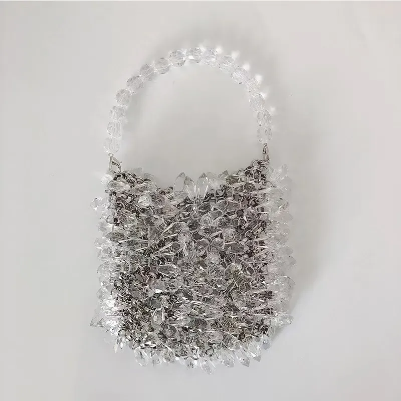 Women Fashion Transparent Handmade Acrylic Bead Water Drop Tote Bag - Image 6