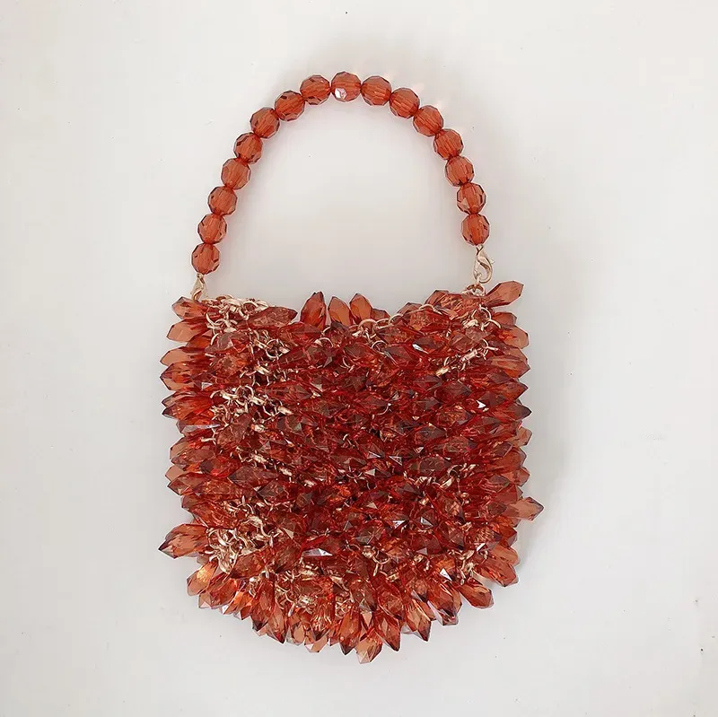 Women Fashion Transparent Handmade Acrylic Bead Water Drop Tote Bag - Image 11