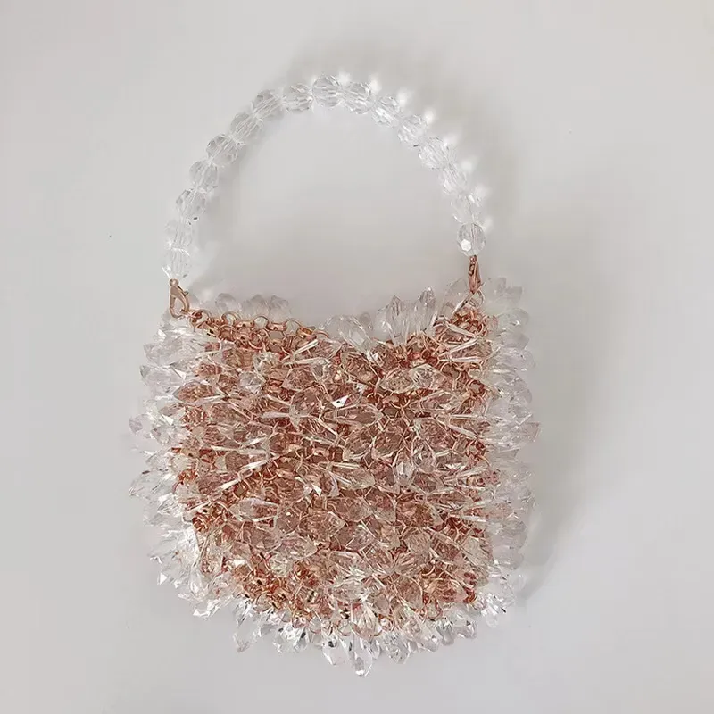 Women Fashion Transparent Handmade Acrylic Bead Water Drop Tote Bag - Image 12