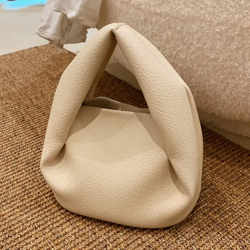 Women Fashion Pleated Cloud Solid Color Tote Bag - Image 3