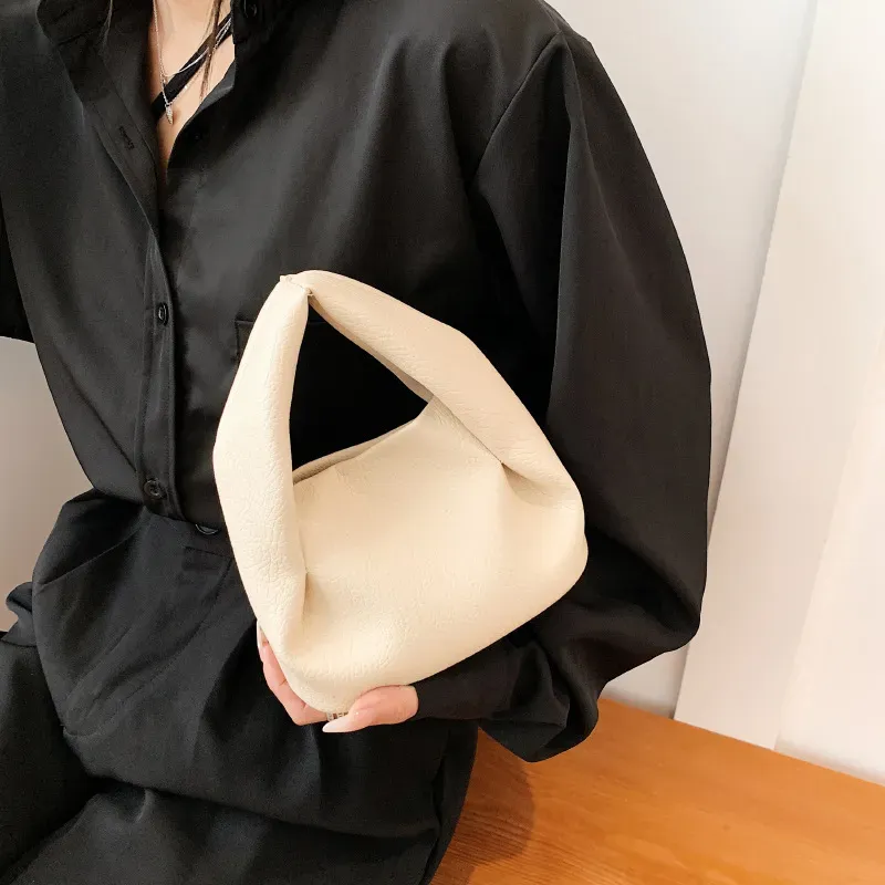 Women Fashion Pleated Cloud Solid Color Tote Bag - Image 11