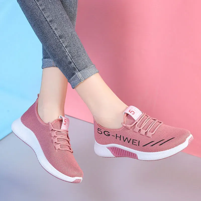 Women Fashion Lace-Up Round Toe Solid Color Breathable Sneakers - Image 6
