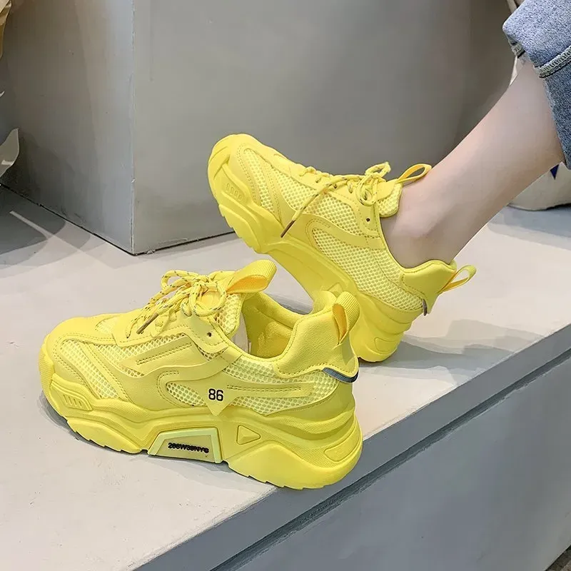 Summer Women Fashion Casual Mesh Breathable Thick-Soled Sneakers - Image 3