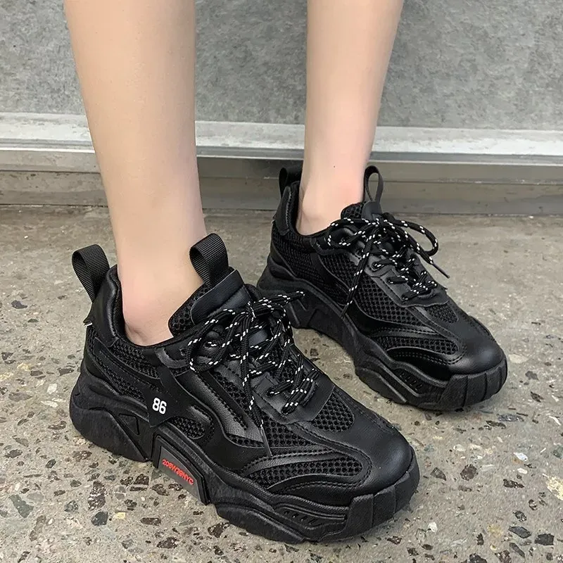 Summer Women Fashion Casual Mesh Breathable Thick-Soled Sneakers - Image 4