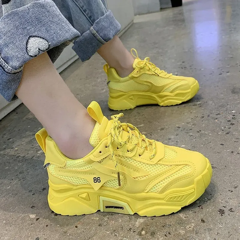 Summer Women Fashion Casual Mesh Breathable Thick-Soled Sneakers - Image 9