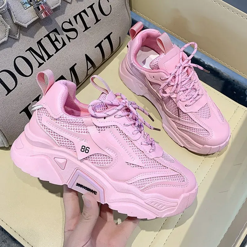 Summer Women Fashion Casual Mesh Breathable Thick-Soled Sneakers - Image 10