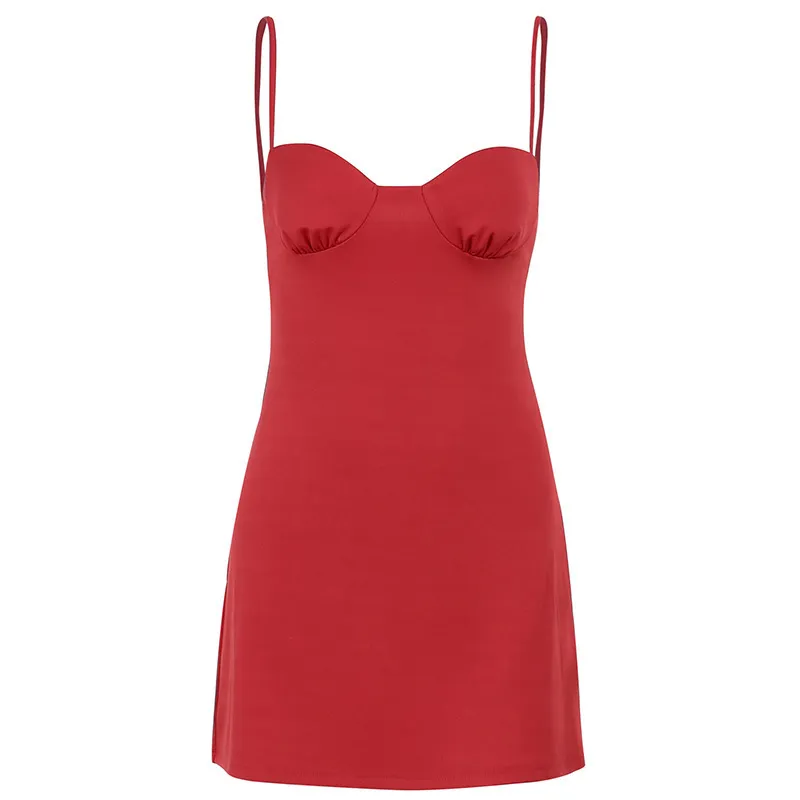 Women Sexy Solid Color Slim Strap Dress - Image 5