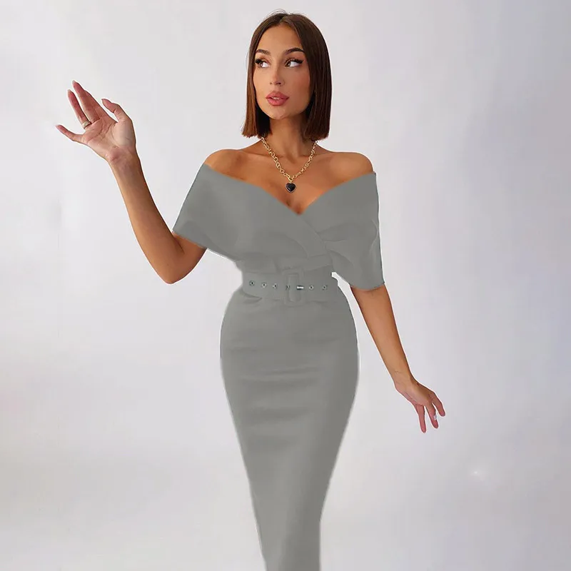Women Fashion Elegant V-Neck Dress Belt - Image 9