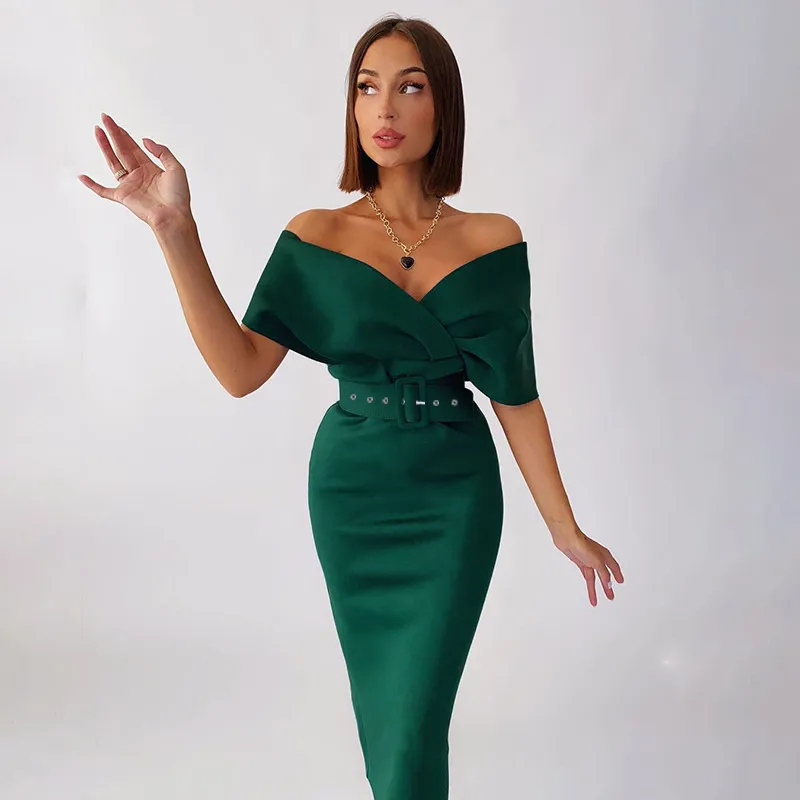 Women Fashion Elegant V-Neck Dress Belt - Image 13