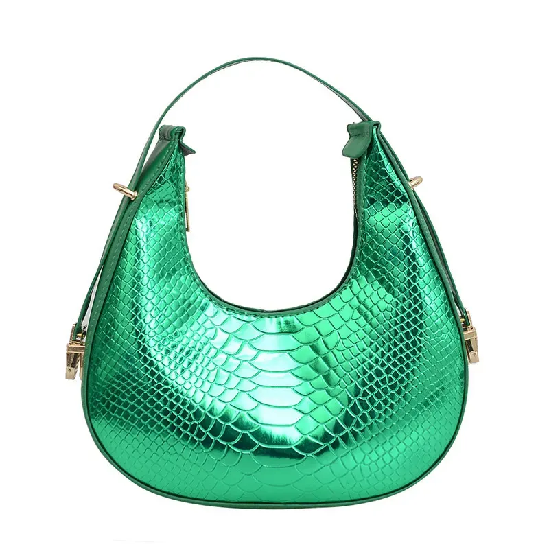 Women Fashionable Simple Pattern Crescent Zipper Shoulder Underarm Bag - Image 5
