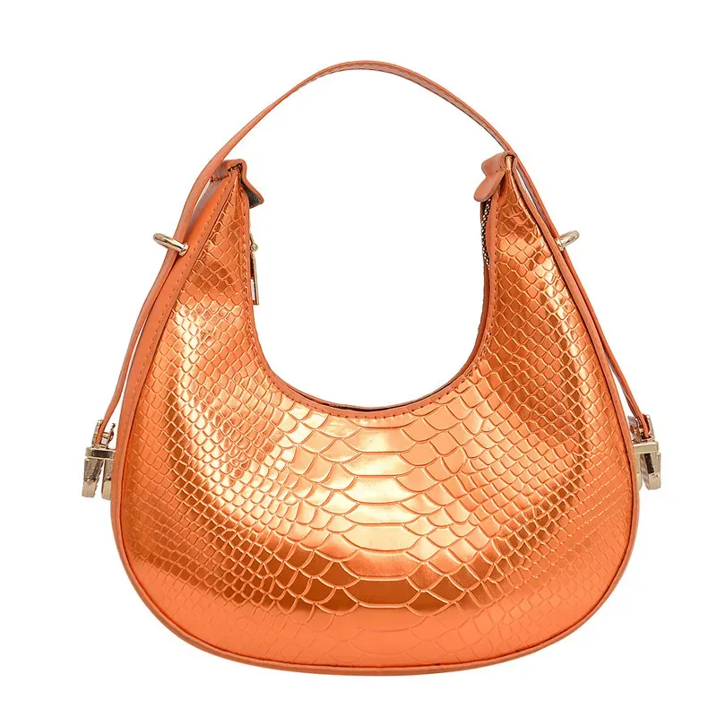 Women Fashionable Simple Pattern Crescent Zipper Shoulder Underarm Bag - Image 6