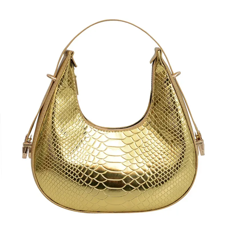 Women Fashionable Simple Pattern Crescent Zipper Shoulder Underarm Bag - Image 9