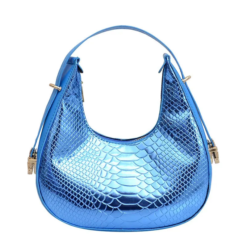 Women Fashionable Simple Pattern Crescent Zipper Shoulder Underarm Bag - Image 10