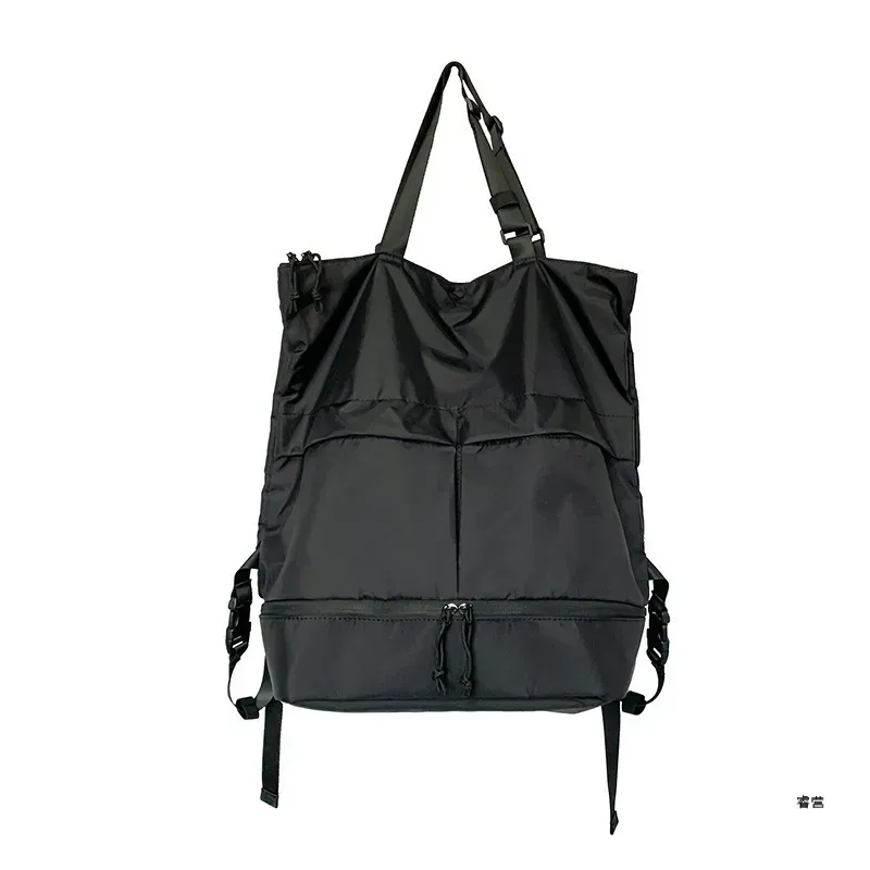 Neutral Fashion Solid Color Large Capacity Waterproof Nylon Backpack - Image 5
