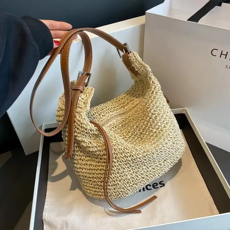 Bohemian Casual Large Woven Shoulder Bag - Image 7