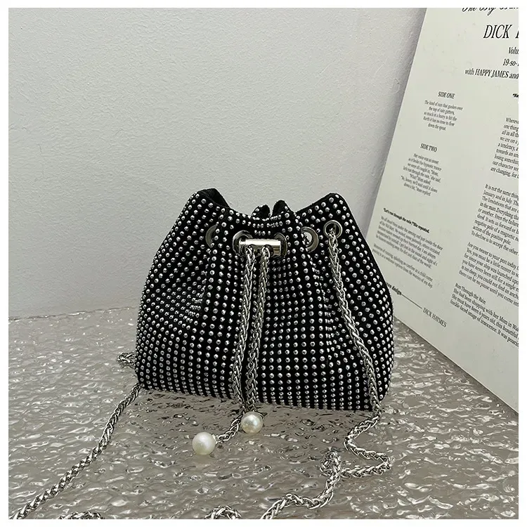 Women Fashion Rhinestone Chain Bucket Bag - Image 15
