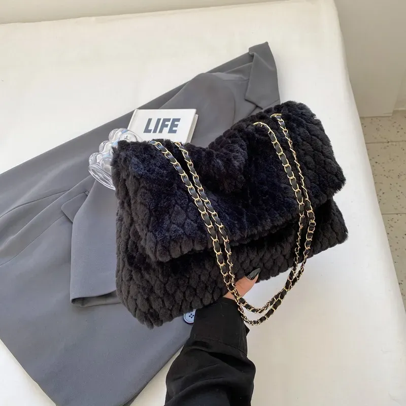 Women Fashion Plush Flap Square Shoulder Bag - Image 6