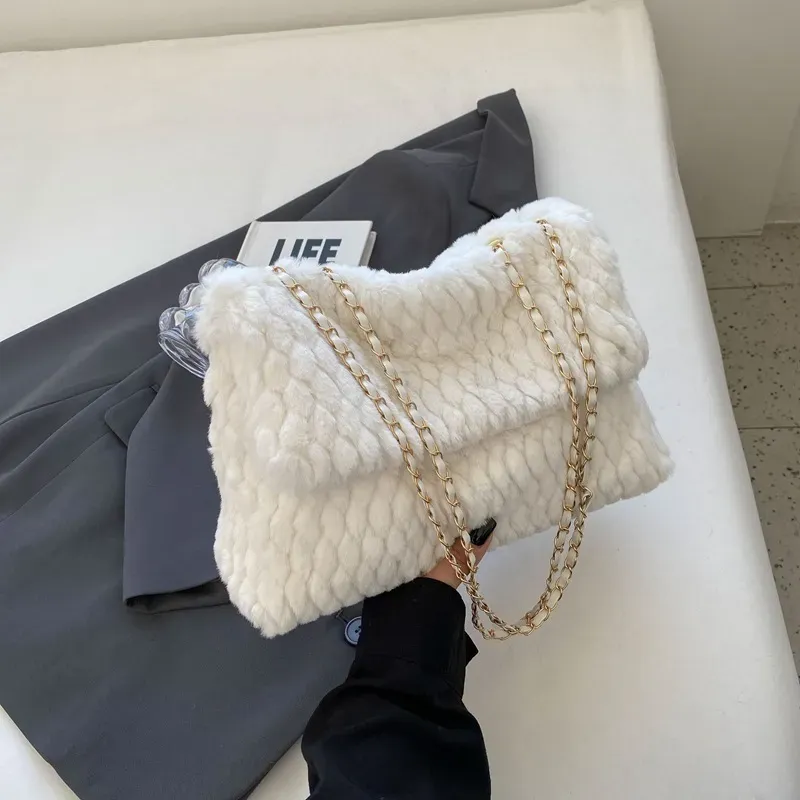 Women Fashion Plush Flap Square Shoulder Bag - Image 10