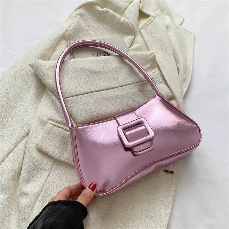 Women Fashionable Simple Belt Buckle Flap Square Shoulder Underarm Bag - Image 7