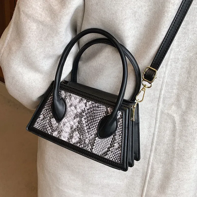 Women Fashion Crocodile Pattern Square Handle Shoulder Bag - Image 4