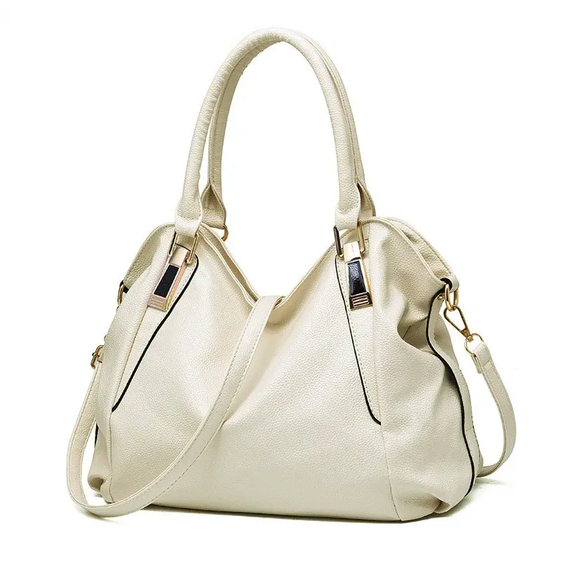 Women Fashionable Large Capacity Soft Leather Handle Shoulder Bag