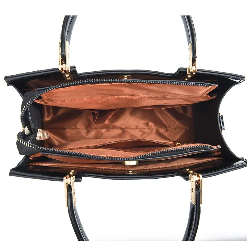 Women Fashion Crocodile Pattern Large Capacity Square PU Handle Shoulder Bag - Image 4