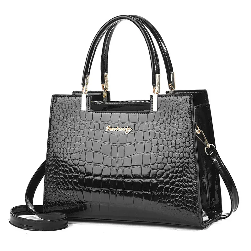Women Fashion Crocodile Pattern Large Capacity Square PU Handle Shoulder Bag - Image 5