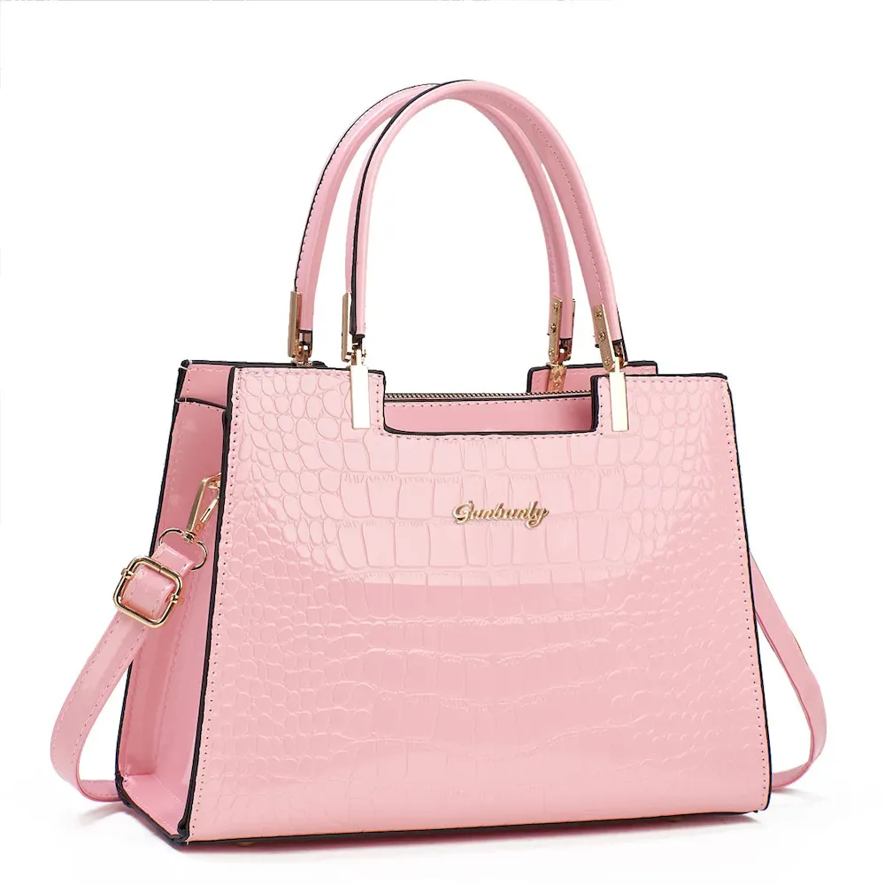 Women Fashion Crocodile Pattern Large Capacity Square PU Handle Shoulder Bag - Image 12