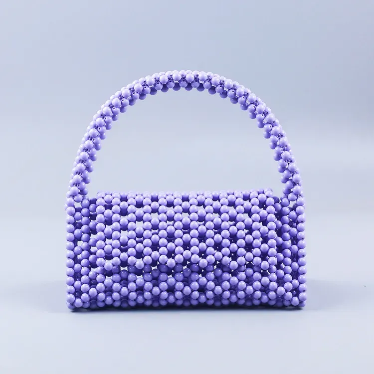 Women Fashion Handmade Beaded Woven Square Handle Evening Bag - Image 7