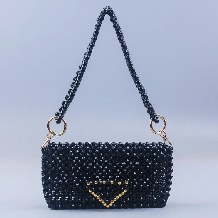 Women Fashion Handmade Beaded Flap Square Shoulder Evening Bag - Image 5