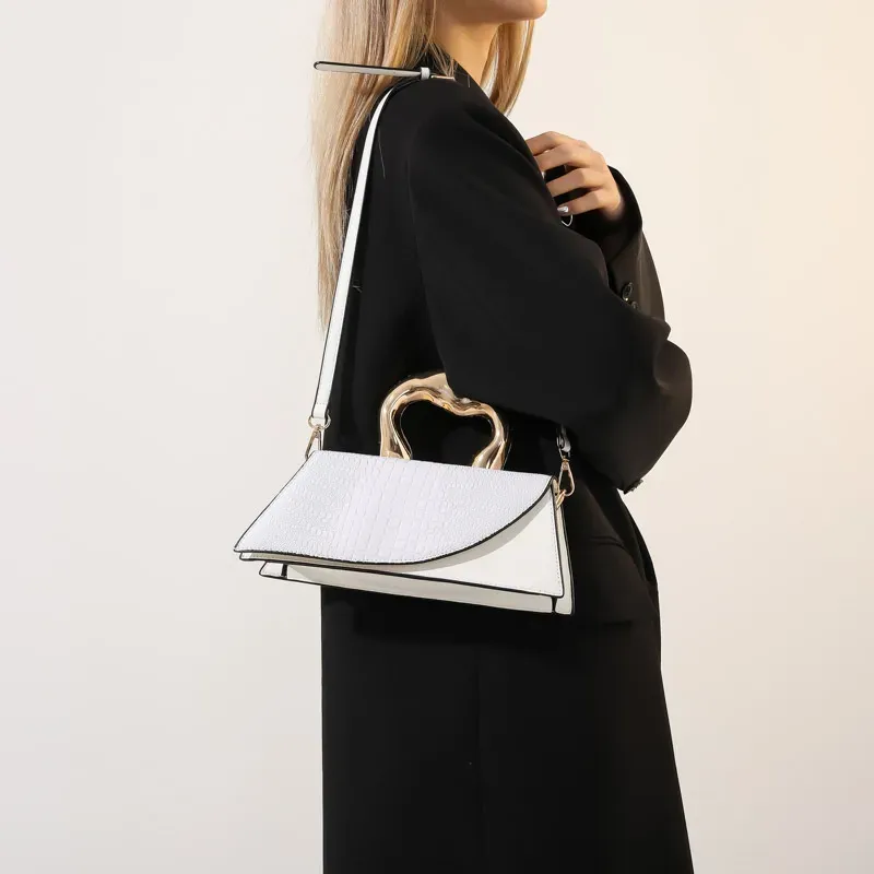 Women Fashion Retro Stone Pattern Irregular Handle Shoulder Bag - Image 2