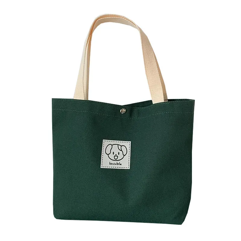 Women Cute Bear Print Large Capacity Canvas Tote Bag - Image 4