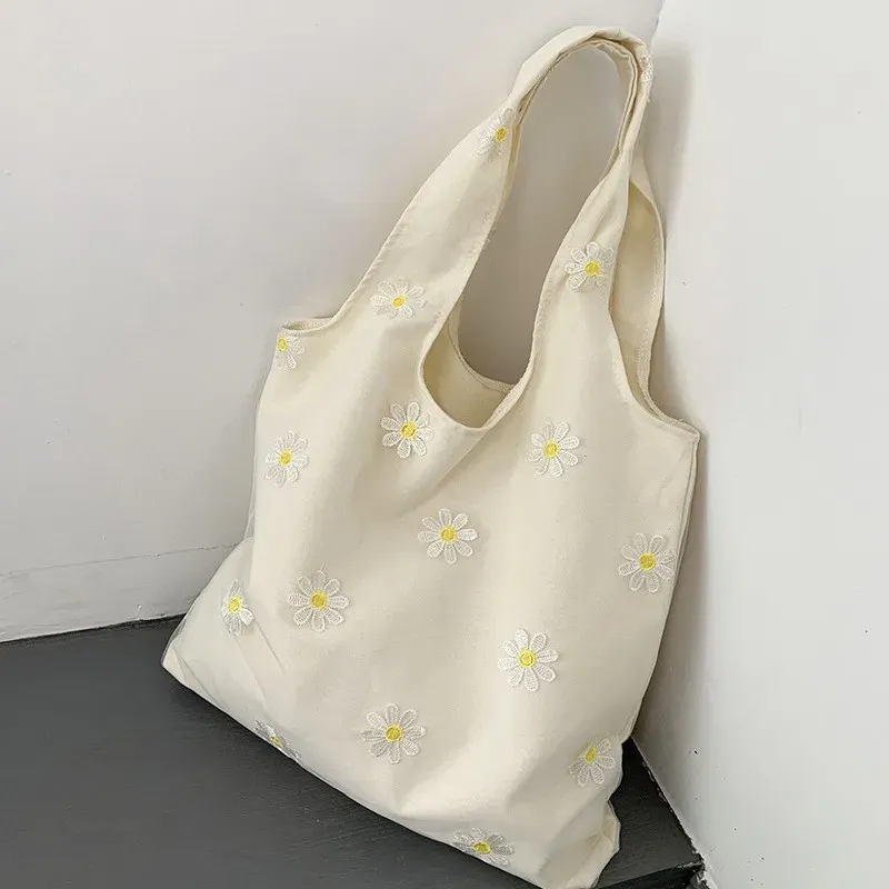Women Fashion Lace Floral Mesh Embroidered Large Capacity Tote Bag - Image 6