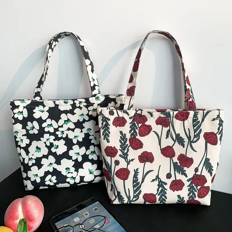 Women Simple Butterfly Print Large-Capacity Canvas Tote Bag