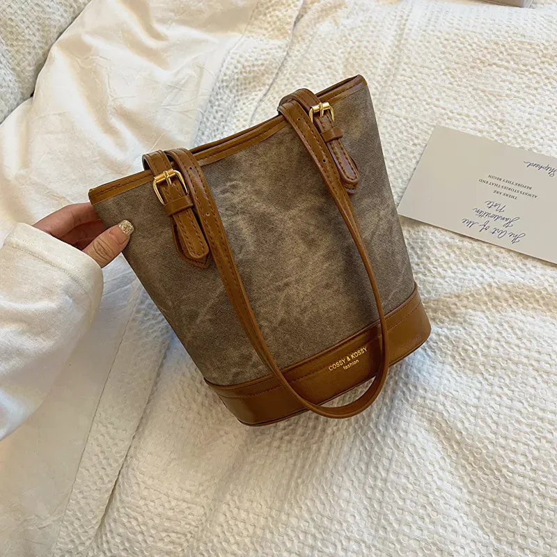 Women Retro Casual Large Capacity Bucket Shoulder Bag - Image 7