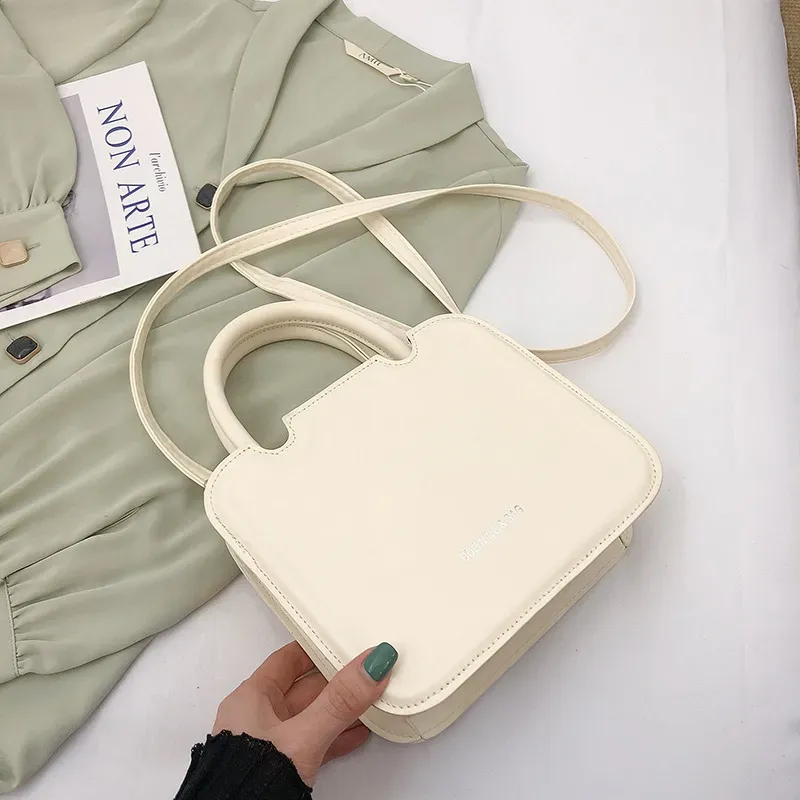Women Fashionable Simple Solid Color Square Handle Shoulder Bag - Image 6