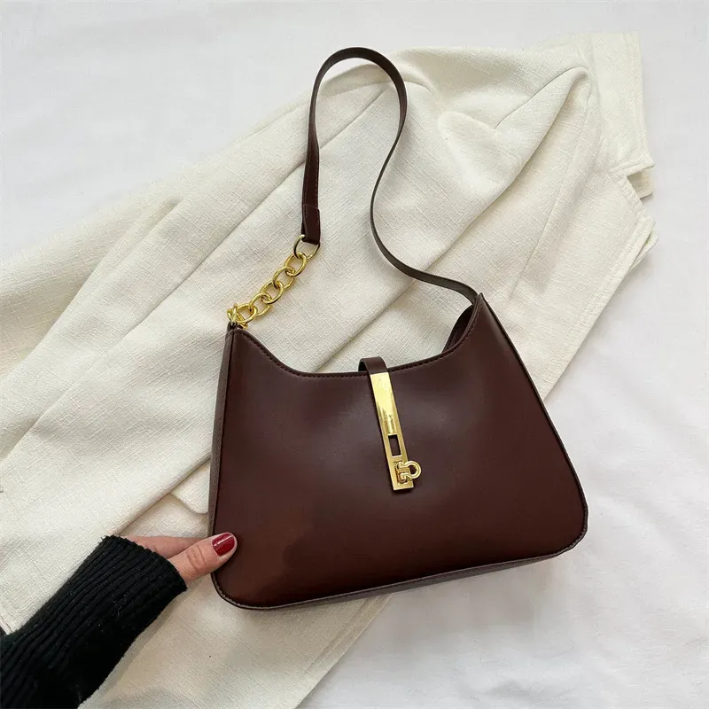Women Fashionable Simple Solid Color Square Chain Stitching Shoulder Bag - Image 8