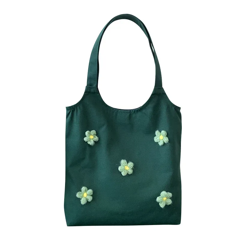 Women Fashionable Stereo Floral Large Capacity Canvas Tote Bag - Image 4