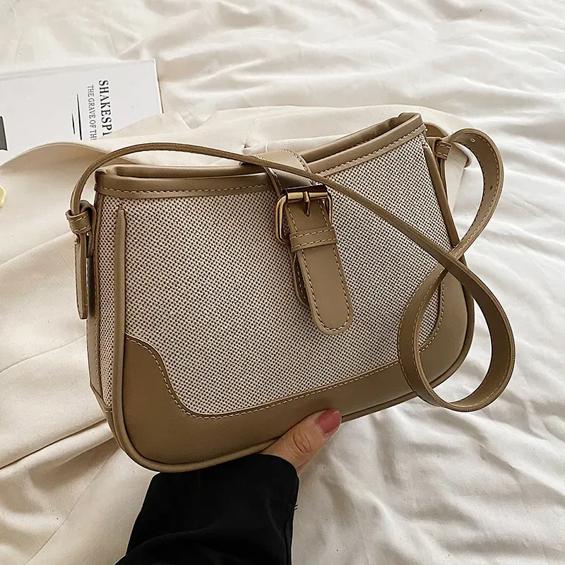 Women Fashion Square Canvas Shoulder Underarm Bag - Image 7