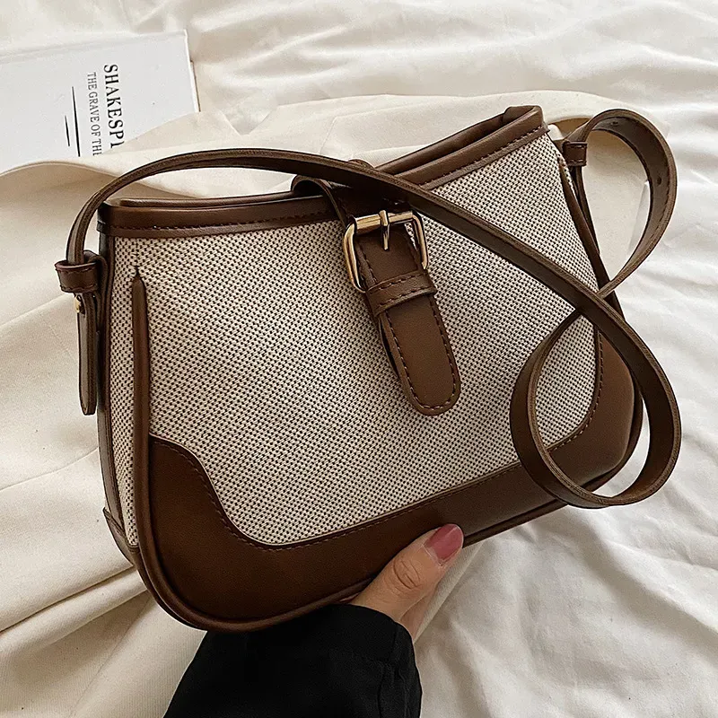 Women Fashion Square Canvas Shoulder Underarm Bag - Image 8