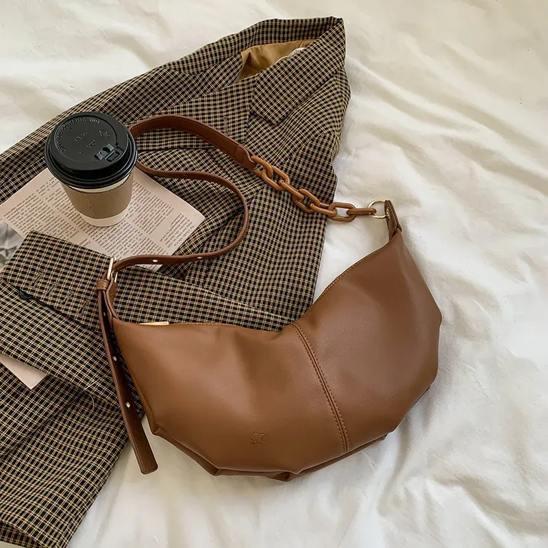 Women Fashion Solid Color PU Shoulder Dumpling Bag - Image 8