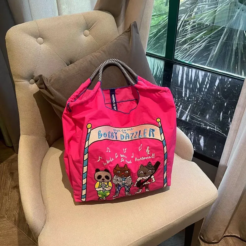 Women Fashion Nylon Embroidered Large Capacity Canvas Shopping Bag - Image 19