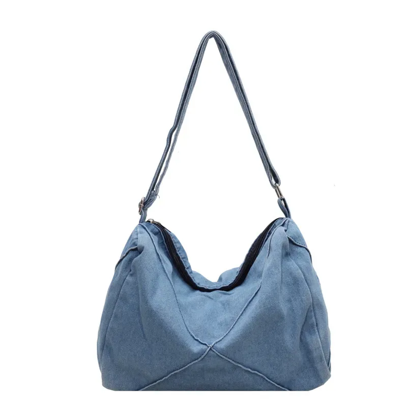Women Fashionable Simple Large Capacity Denim Shoulder Tote Bag - Image 8