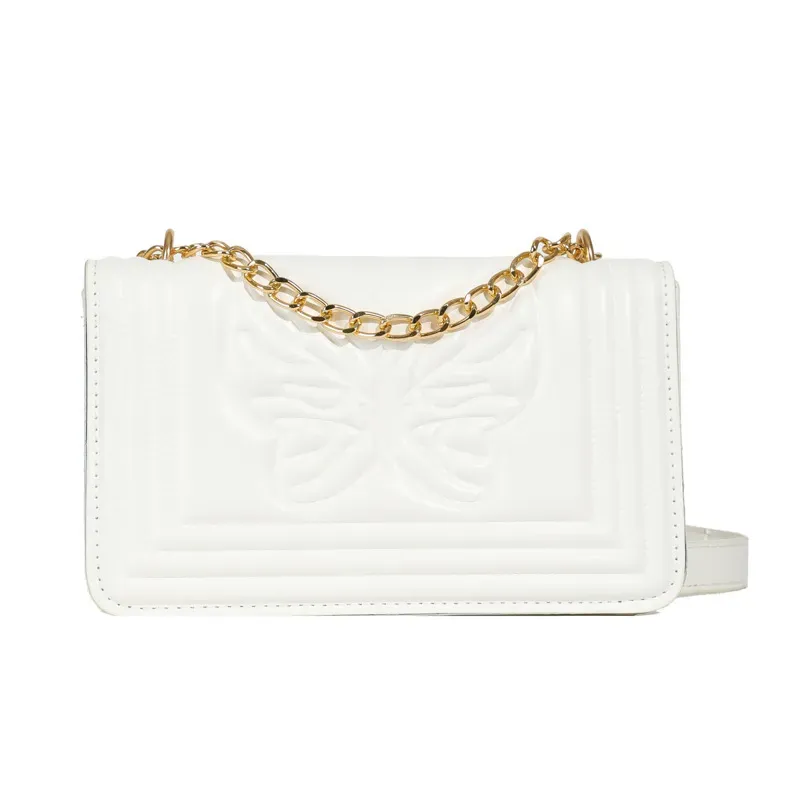 Fashion Solid Color Butterfly Embossed Square Shoulder Bag - Image 5