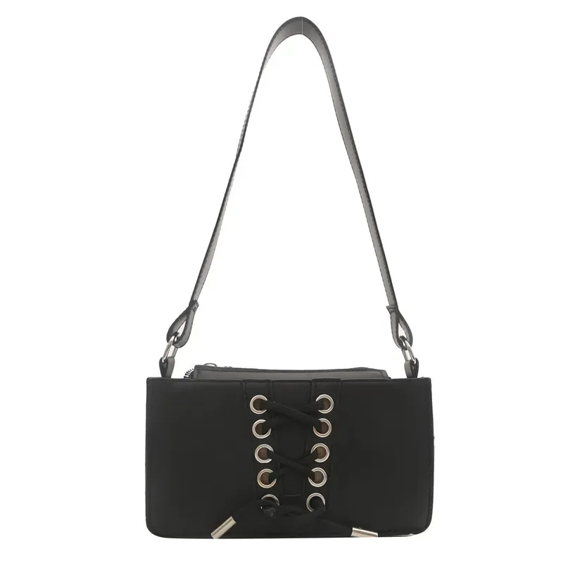 Fashion Lace-up Solid Color Square Shoulder Bag - Image 5