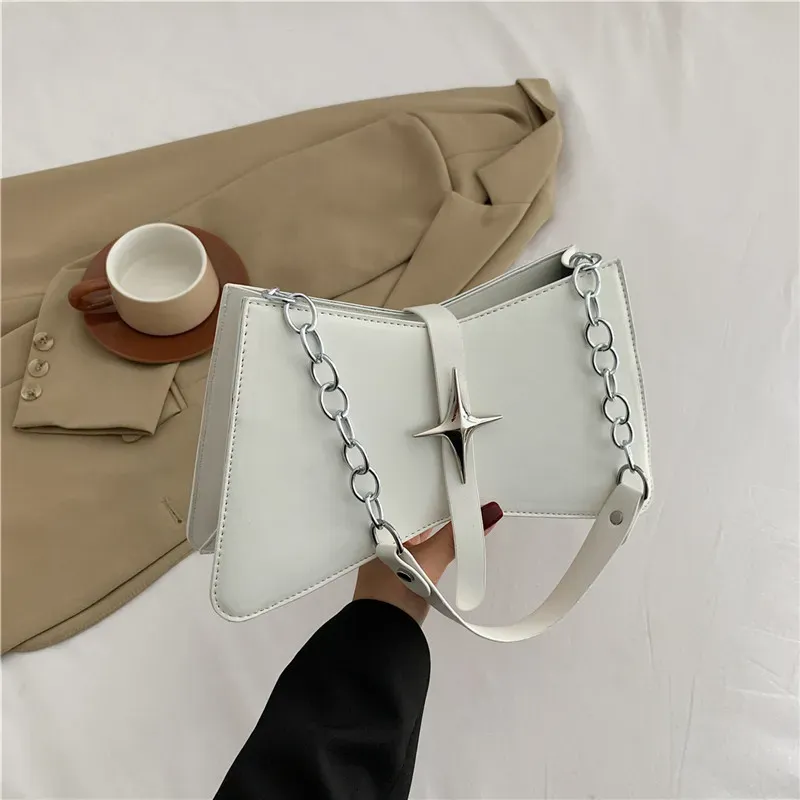 Women Fashion Solid Color Star Chain Square Shoulder Underarm Bag - Image 9
