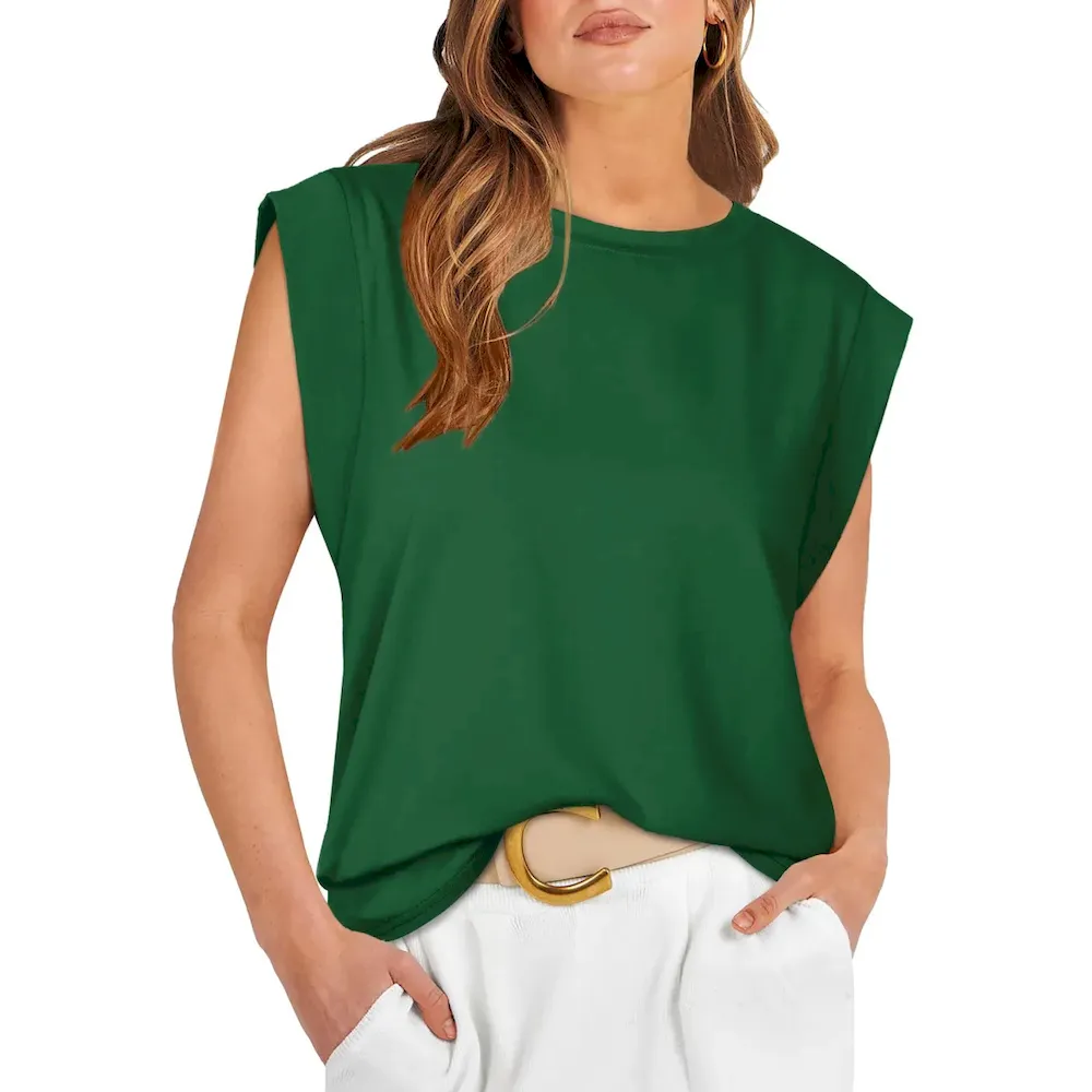 Summer Women Casual Solid Color Round Neck Loose Blank T-Shirt - Image 4