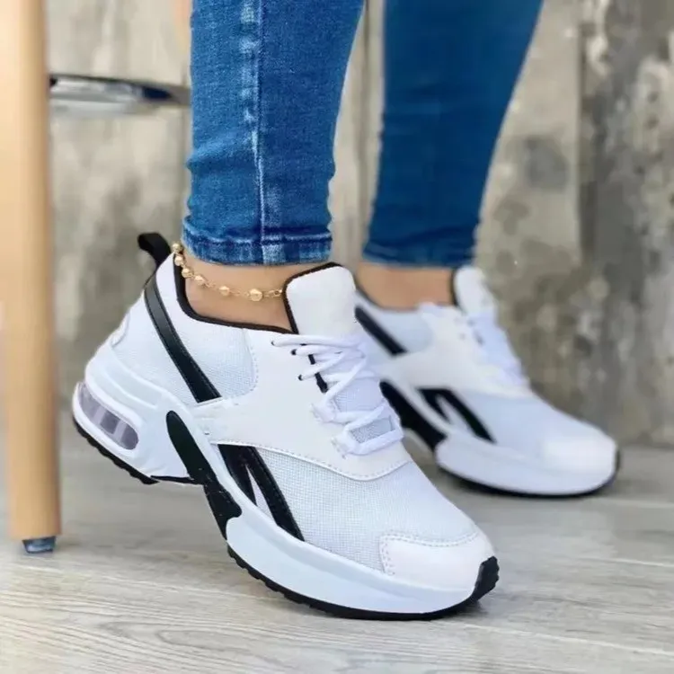 Women Fashion Casual Plus Size Breathable Lace-Up Thick-Soled Sneaker - Image 2