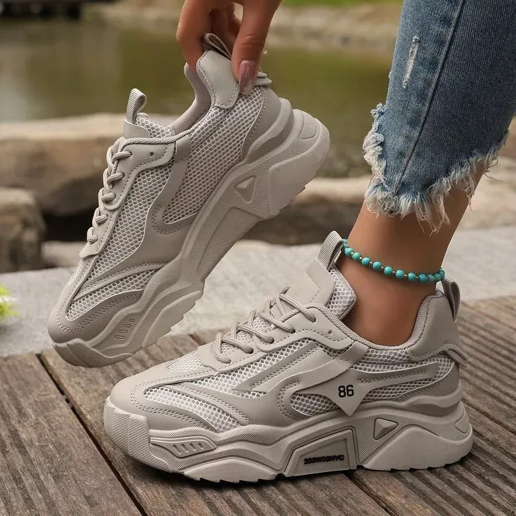 Women Fashion Casual Candy Color Mesh Thick-Soled Sneaker - Image 13